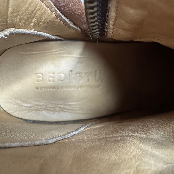 Bed Stu Women Brown Leather Ankle Boots 8.5 Buckle Block Heel 8380 - Picture 8 of 10